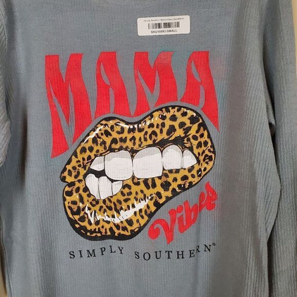 Simply Southern Light Gray Mama Vibes Sweatshirt Size Small - Picture 4 of 7
